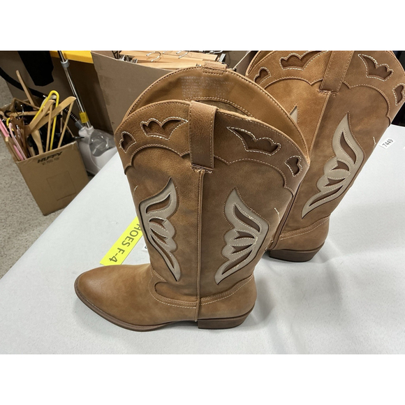 Womans NWT Madden NYC Midcalf Pull On Cowgirl Style Boots 10 Brown 1/2 Zip - Picture 8 of 9
